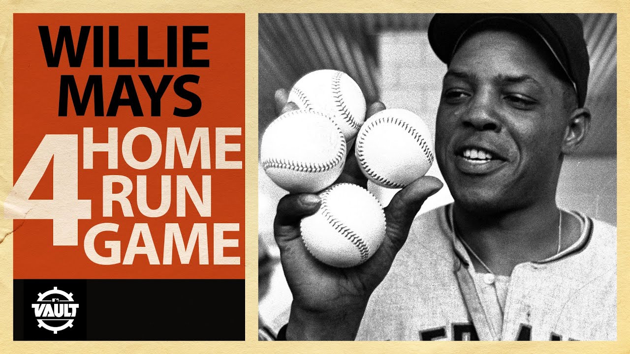 Amazing footage of Willie Mays' FOUR HOMER GAME! (Record for most home runs  in a single game) 