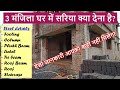 Full Reinforcement details for 3 Storey House | 3 मंजिला घर में सरिया क्या देना है? Steel- 3 Storey