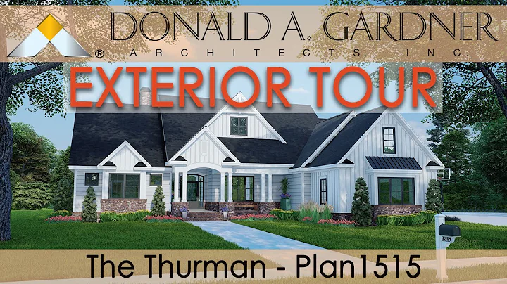 Ranch house plan with a modern farmhouse faade and...