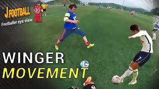 Winger movement Football player eye view