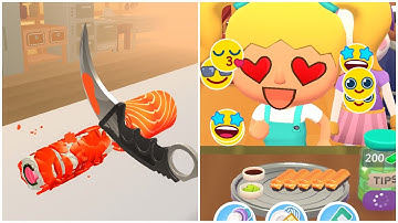 FUN VIDEO 3D GAME SUSHI ROLL RESTAURANT #32 | SATISFYING AND ASMR COOKING GAME | ANDROID/IOS