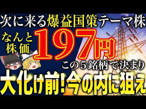 【国策×低位株】大化け前に仕込むべきオススメ日本株5選【ゆっくり解説】