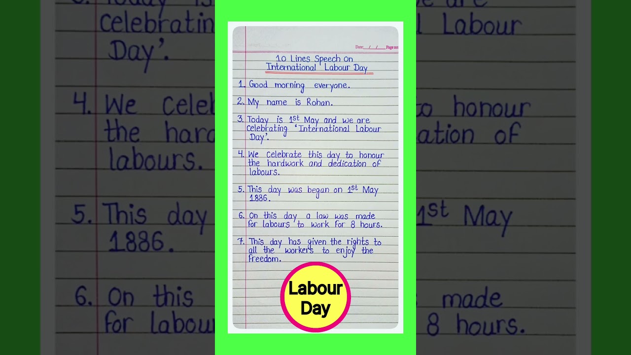 10 Lines Speech On International Labour Day/Speech On Labour Day/ Speech On Worker's Day/Labour Day