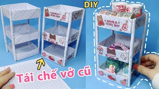 [Tái chế vở cũ] Làm kệ 3 tầng siêu cute bằng giấy học sinh/ DIY craft/Liam Channel