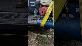 Loading A Air Compressor With A Harbor Freight Truck Crane #harborfreighttools #crane #easy #helpful