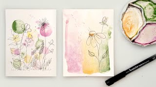 Watercolor cards  easy DIY ink and wash cards for beginners