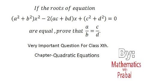 Class X:If the roots of equation (a^2+b^2)x^2-2(ac+bd)x+(c^2+d^2)=0 are equal,prove that a/b=c/d.