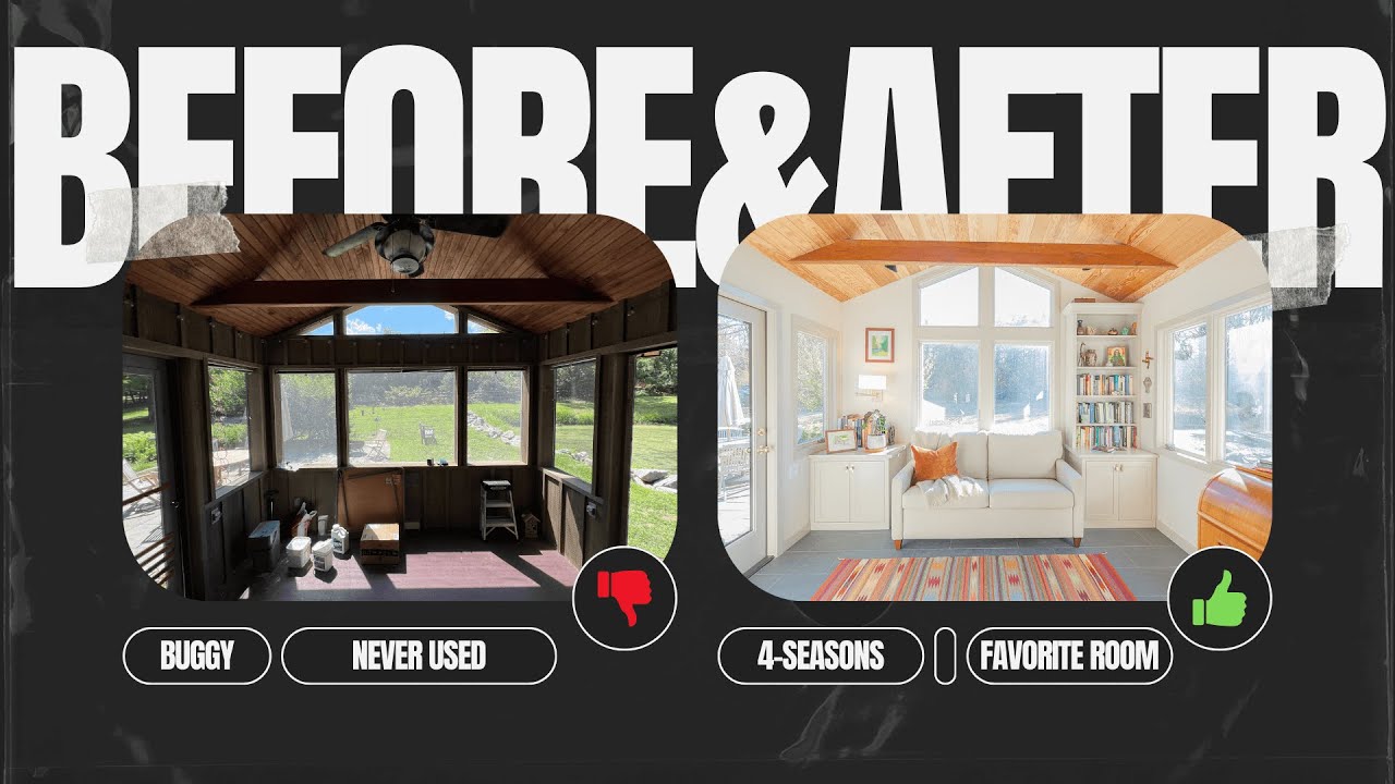 From Buggy Screened-In Porch to Cozy 4-Seasons Sunroom & Home Office | Stunning Transformation!
