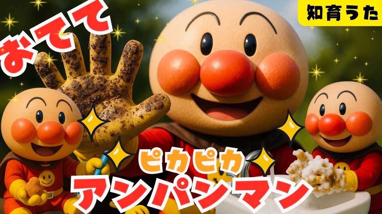 知育ソング【てあらいのうた】アンパンマン 手遊び歌 赤ちゃん喜ぶ 