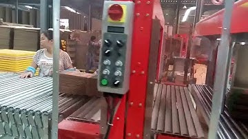 GS automatic gluing machine + transpack strapping machine video
