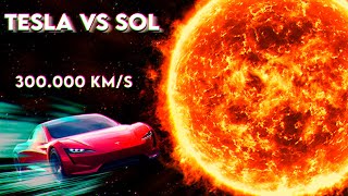 TESLA ROADSTER vs SOL (A la velocidad de la luz 300.000 Km/s)