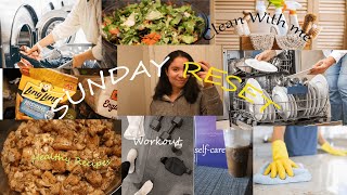 Sunday reset routine: peaceful cleaning, healthy grocery shopping, to-do lists, productive self-care