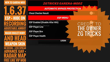 New ZG Garena mod | 1.6.37 | safe main ID | ESP + Hide on recording | Free like vip mod |