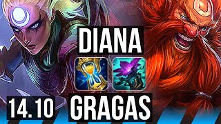 DIANA vs GRAGAS (MID) | 7 solo kills, 700+ games | NA Master | 14.10