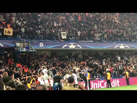 ROMA FANS GOING CRAZY AT CHELSEA AWAY! (3-3)