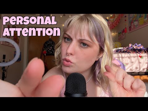 ASMR face plucking/touching, mouth sounds, and personal attention while rambling about school 💗👌🏻