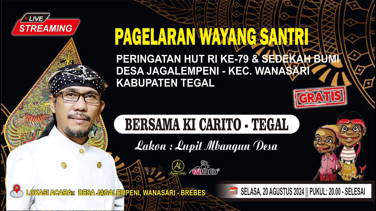 LIVE WAYANG SANTRI (BERSAMA KI DALANG CARITO || LAKON: LUPIT MBANGUN DESA || JAGALEMPENI - BREBES