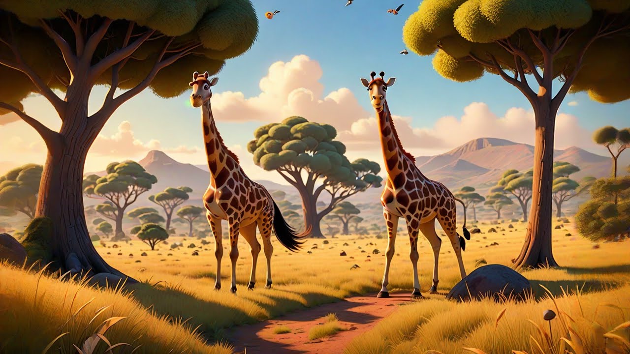 Three Little Giraffes Stretch So Tall | Fun Giraffe Song for Kids | Rhymes and Toddler Learning