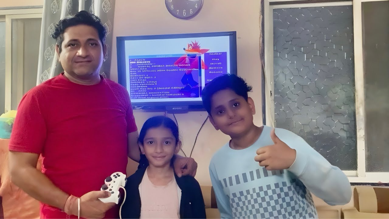 Playing PlayStation 2 with family 😜