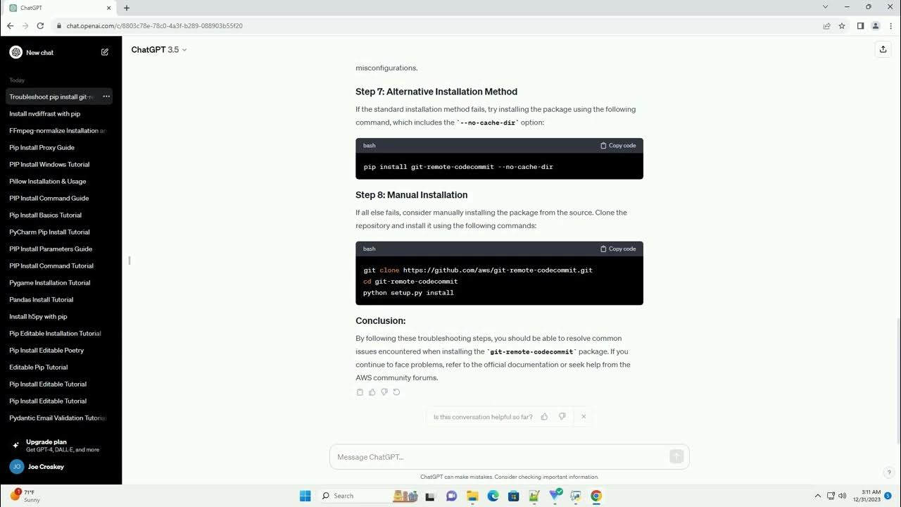 pip install git remote not working YouTube