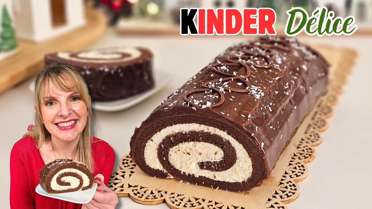 Bûche roulé façon KINDER DÉLICE MAISON 🍫 Le Biscuit Roulé INRATABLE (Version Noël🎄)