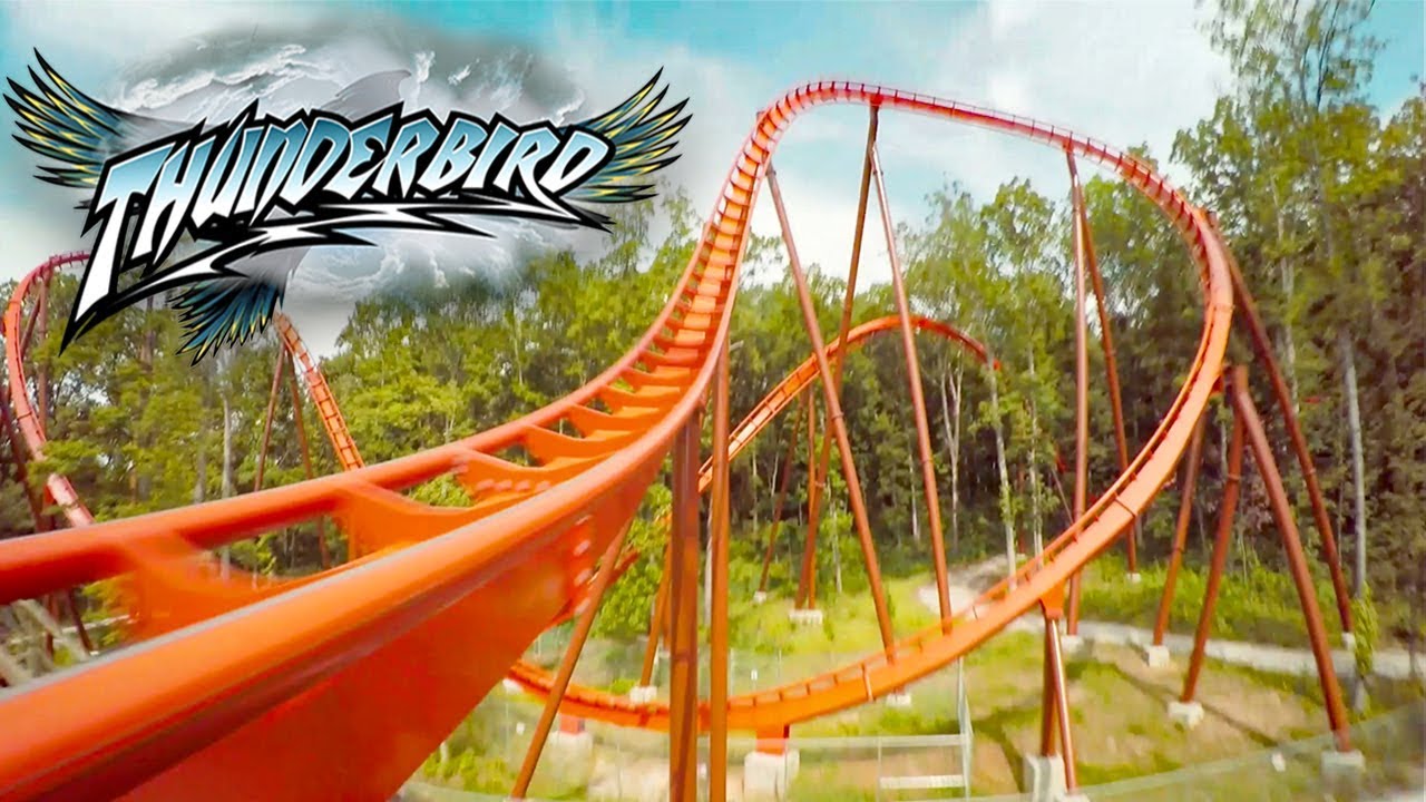 Thunderbird HD Front Seat On Ride Left & Right Side POV & Review. B&M Winged Coaster Holiday World!