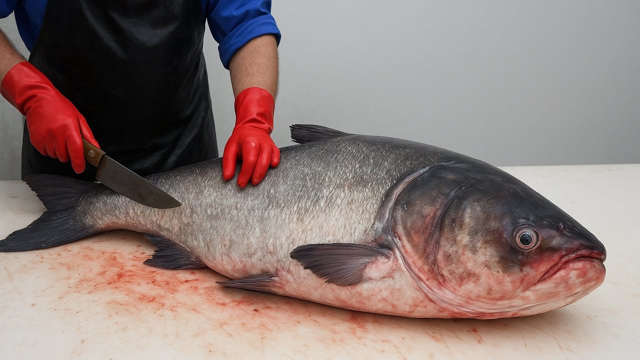 How to Clean Bighead Carp Fish Before Cooking - YouTube