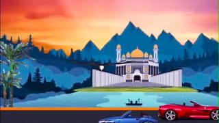 Background Animasi Bergerak Panorama Masjid Terindah di Dekat Danau