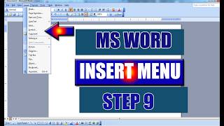 ms word insert menu step 9