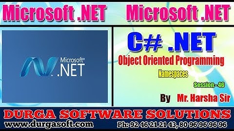 .Net Tutorial | Session - 46| Namespaces by Harsha sir