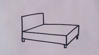 How to draw a Bed easy drawing step by step / bed outline drawing