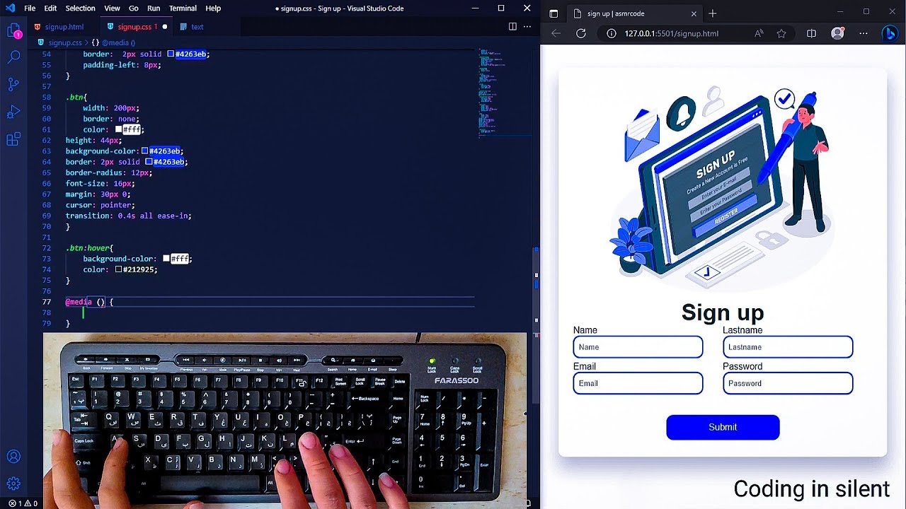 ASMR Programming - Modern Sign up page with Html and Css - No Talking ...