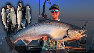 How To Catch GIANT KING Salmon Out of a Walleye BOAT!! | Two Rivers WI