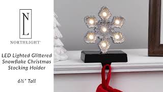 6.5" LED Glittered Snowflake Christmas Stocking Holder - Silver | Northlight WY92561 | Northlight