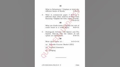 M.Com FINAL YEAR FINANCIAL MANAGEMENT QUESTION PAPER DODL, DIBRUGARH UNIVERSITY 2020 HELD IN 2021