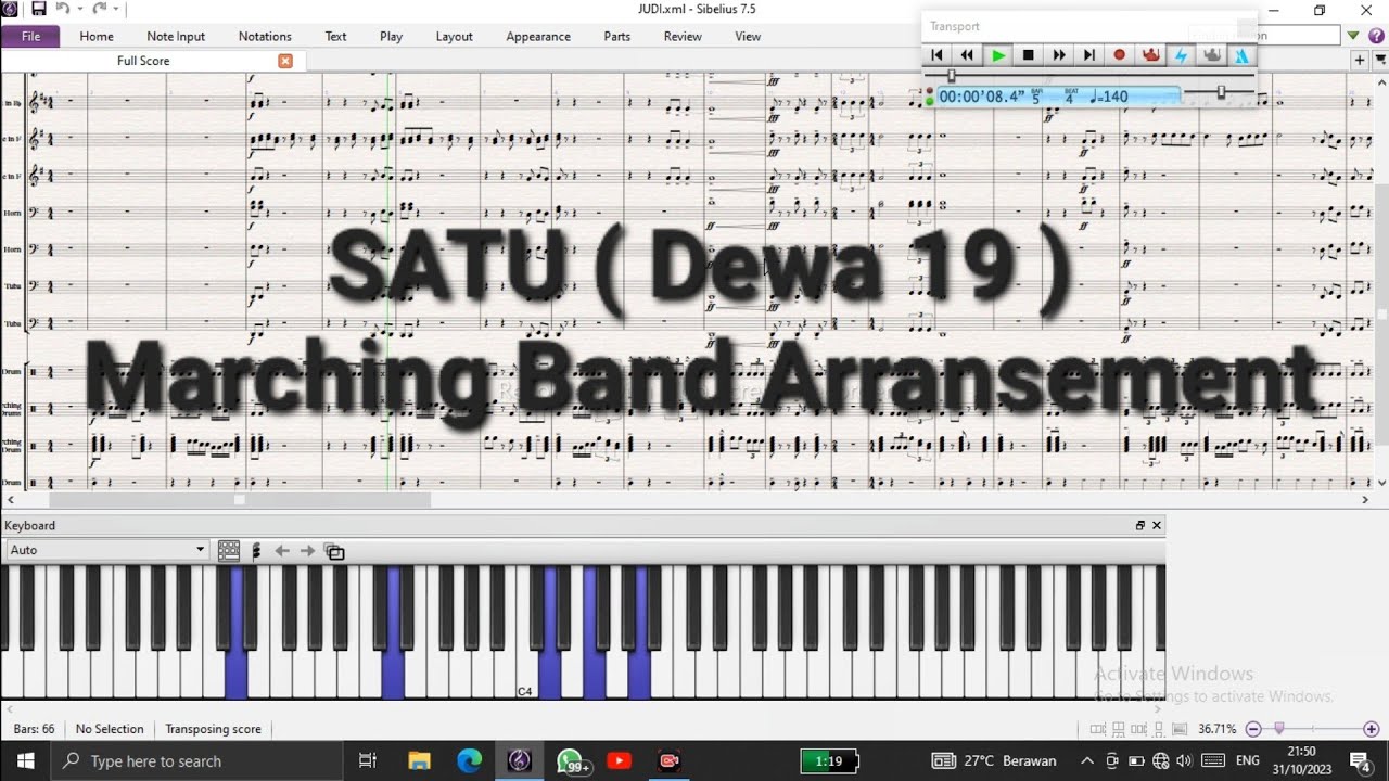 SATU - Dewa 19 Partitur Marching Band