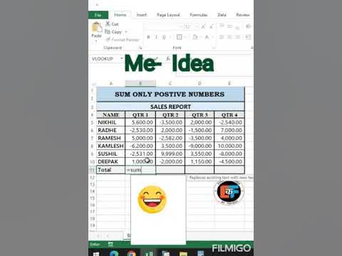 MAGIC OF SUMIF FUNCTION. SUM ONLY POSTIVE NUMBERS 