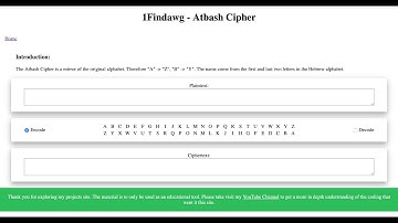 Atbash Cipher - Demo and Code