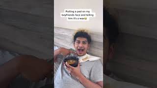 Waxing off his Eyebrows Prank on my boyfriend #shorts