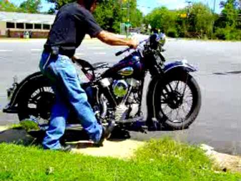 Starting of a Knuckle Head Harley Davidson Motorcycle