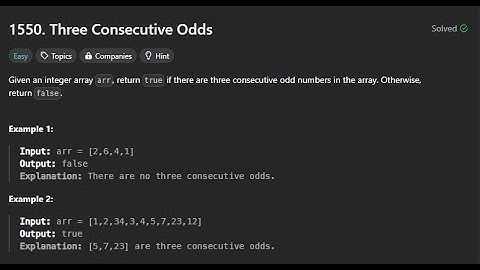 Leetcode 1550 | Three Consecutive Odds