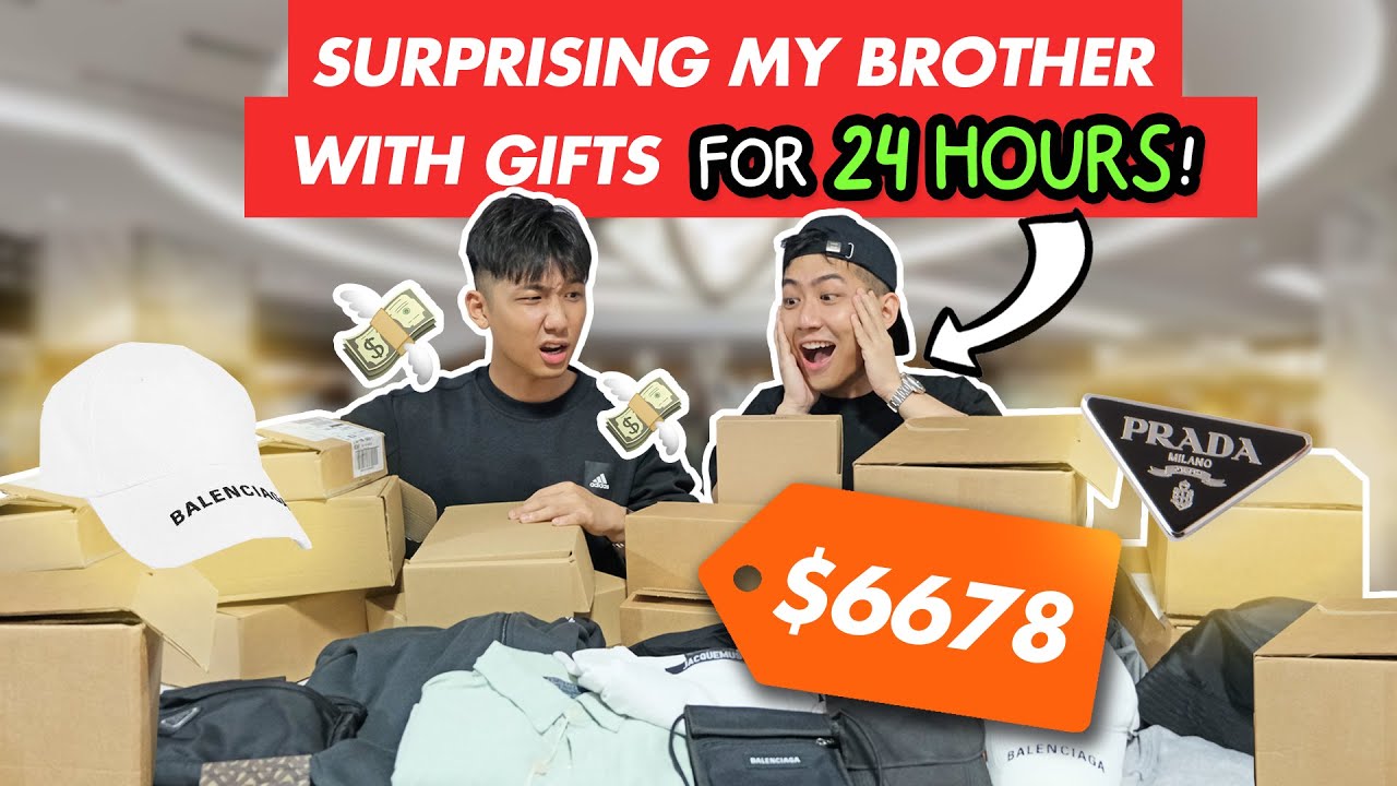 SURPRISING MY BROTHER WITH GIFTS FOR 24 HOURS + GIVEAWAY