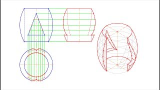 Начертательная геометрия. Двойное проницание. Часть 2. Построение аксонометрической проекции