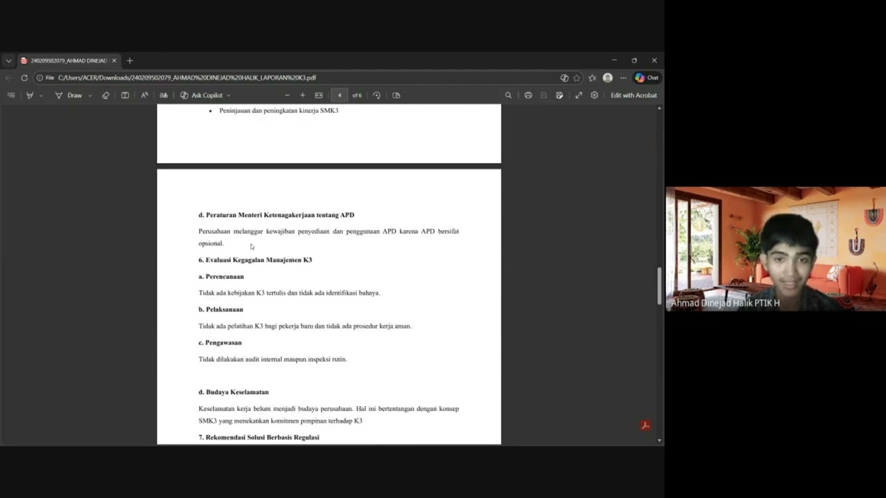 PRESENTASI TUGAS STUDI KASUS K3 (AHMAD DINEJAD HALIK_240209502079)
