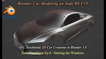 Blender 3.00 Car Modeling an Audi R8 V10 Slow Timelapse Ep 8 Starting the Windscreen & Side Windows