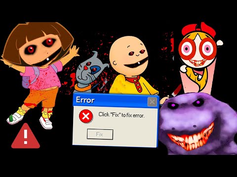 DORA, BARNEY, CAILLOU & POWERPUFF GIRLS HACKED OUR COMPUTER!! .EXE ERROR HORROR CREEPYPASTA GAME