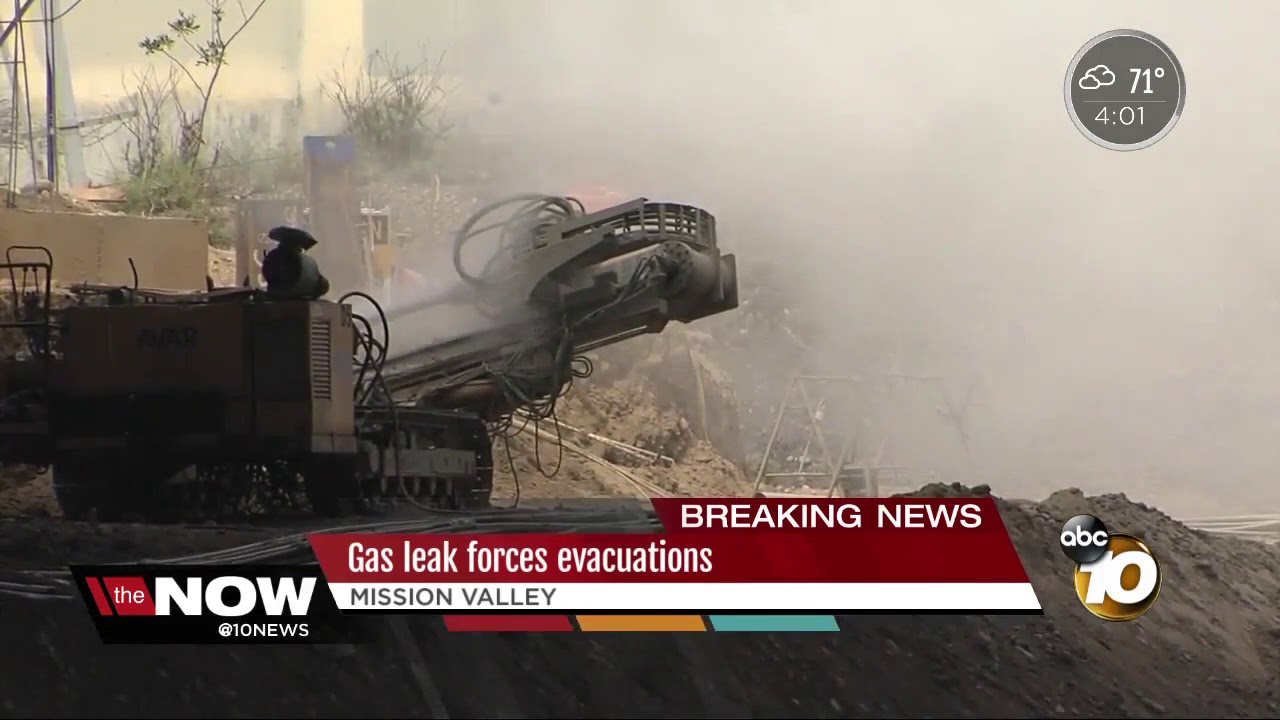 Mission Valley gas leak forces evacuations - YouTube