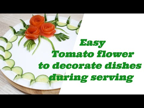 Lovely Cucumber amp Tomato Rose Flower Design   Fruit amp Vegetable Carving amp Cutting Garnish