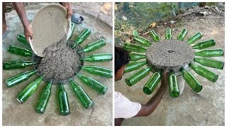 DIY Coffee Table Made With Recycled Glass Bottles & Cement | Step-by-step tutorial 