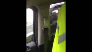 Truck driver flips off woman and crashes (Karma's a bitch)